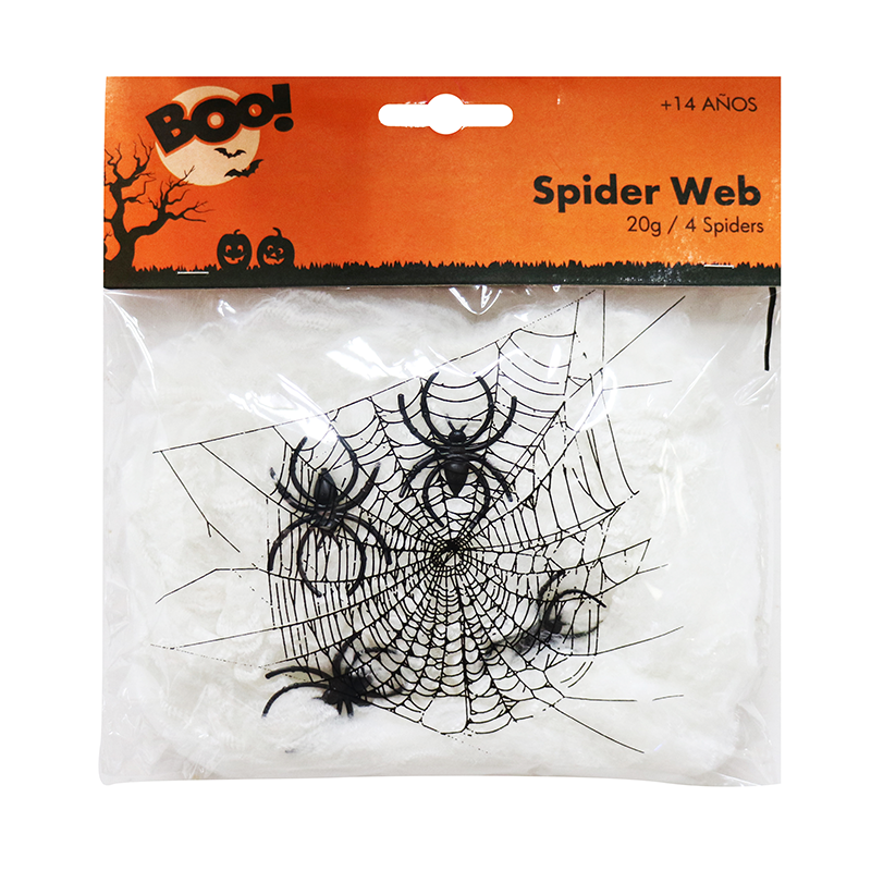Mạng Nhện Trang Trí Halloween Màu Trắng/Cam 20g Với 4 Con Nhện Uncle Bills - Spider Web - HavaMall - Siêu Thị Hàng Nhập Khẩu Uy Tín